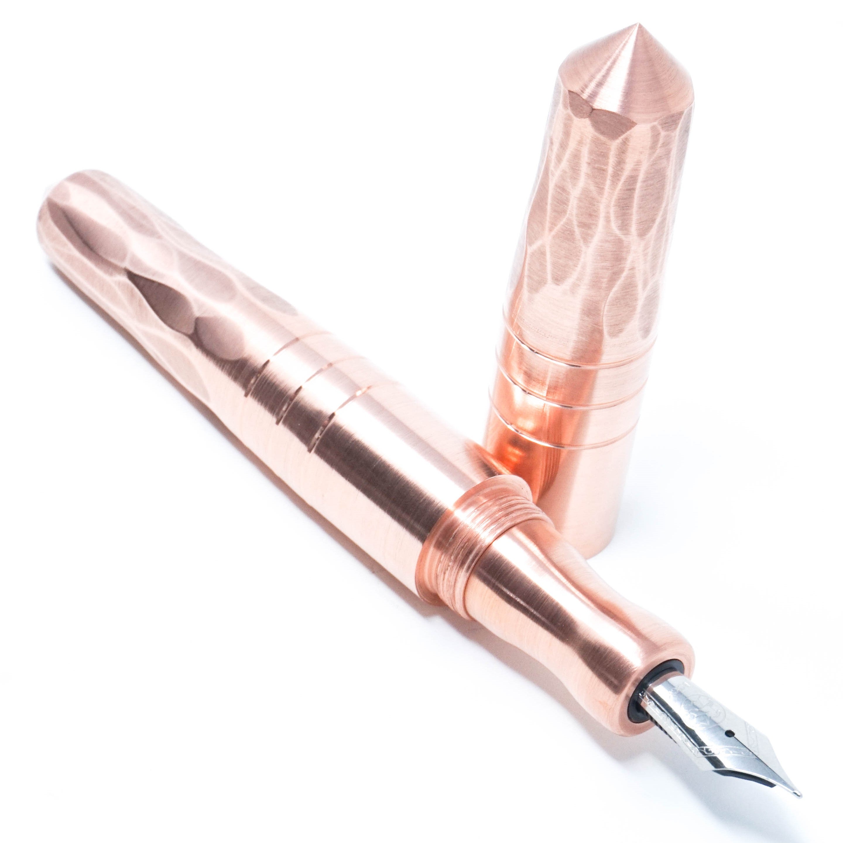Copper ('Rose Gold') Hammered Spreadbury Loft Bespoke Fountain Pen JoWo/Bock #6