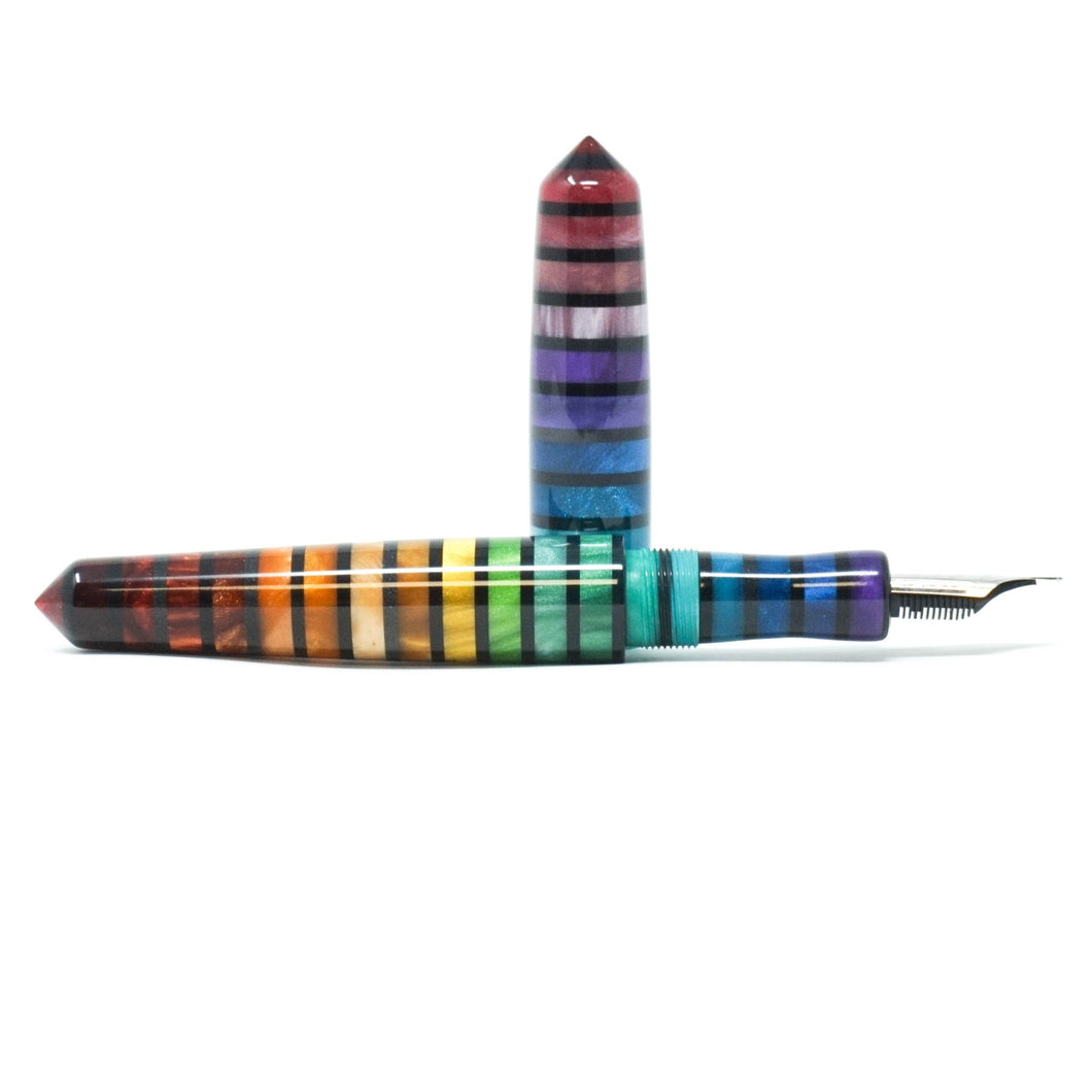 Jewel Tone Stripe Spreadbury Rainbow Loft Bespoke Fountain Pen JoWo/Bock #6